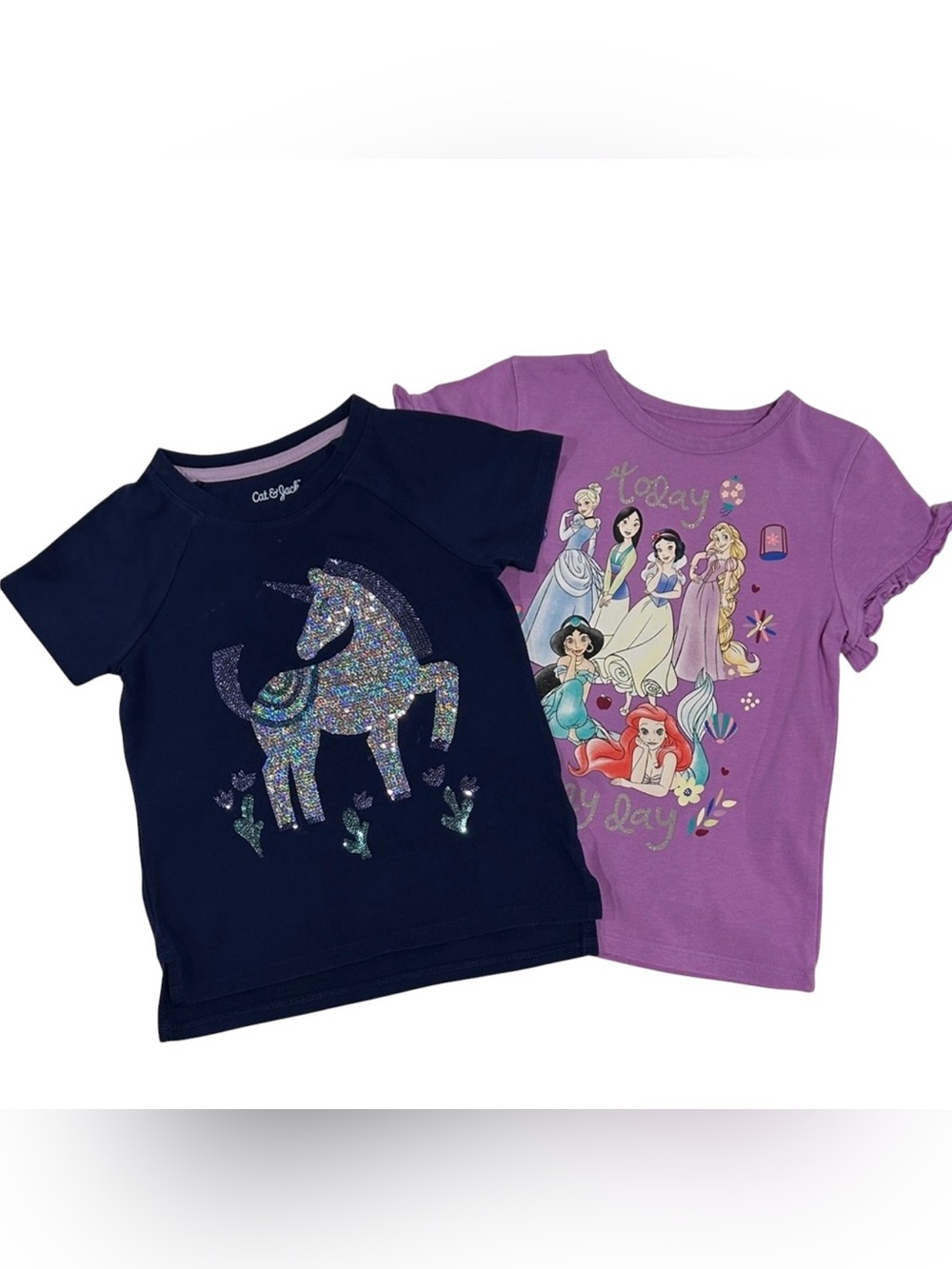 Disney Kids Short Sleeve Tees - Navy and Lavender